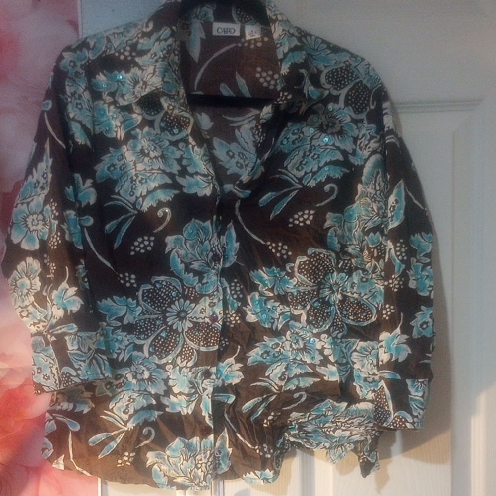 Cato Brown and Blue Patterned Shirt